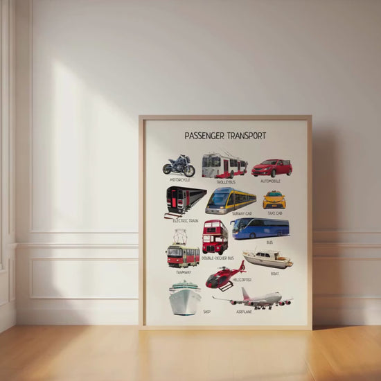 Passenger Transport Poster, Educational Vehicles Poster, Montessori Wall Art, Classroom Decor, Nursery Room Decor, DIGITAL DOWNLOAD