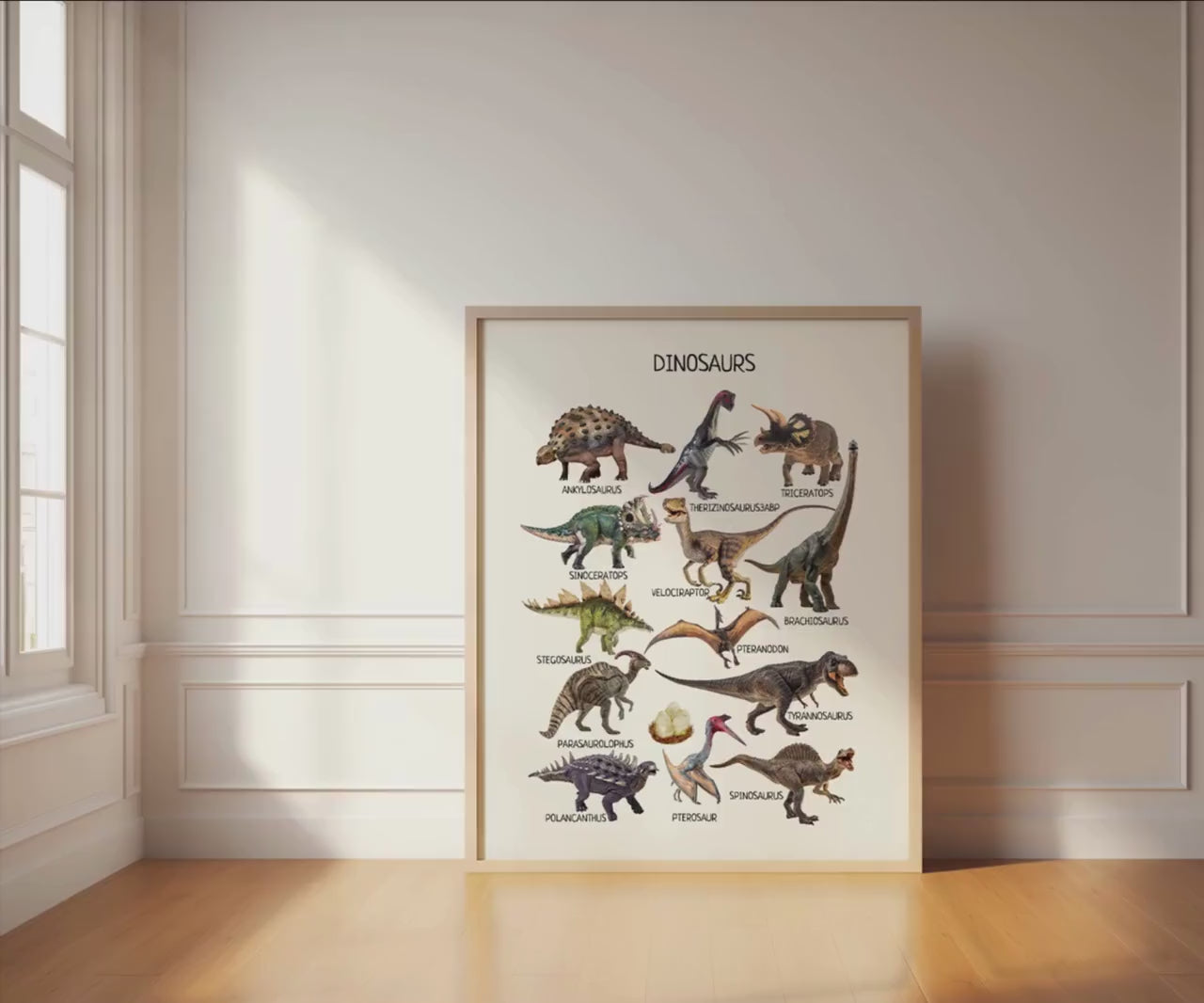 Dinosaurs Species Poster, Printable Jurassic Animals Decor, Dinosaur Chart, Classroom Decor, Nursery Room Decor, Digital Download